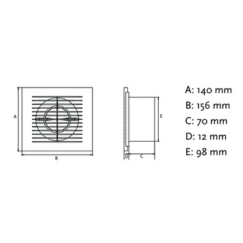 IVC Air inbouwventilator Design met timer en vochtsensor aluminium Ø 100 mm