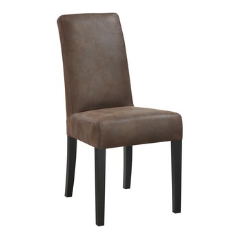 Luuk eetkamerstoel hout/stof bruin 97x48x63 cm 2 stuks