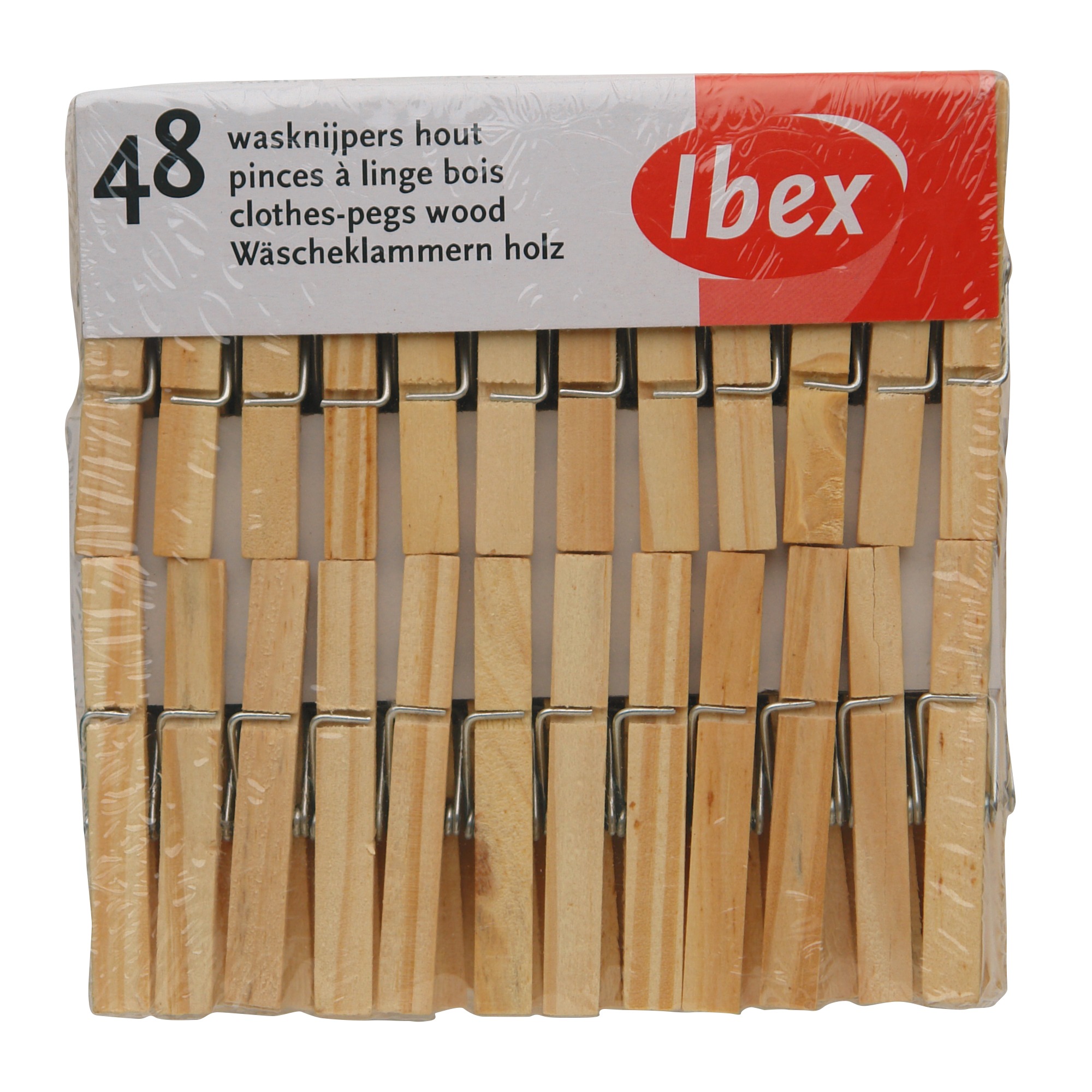 Ibex Wasknijpers Hout 48 Stuks ibex kopen in de aanbieding