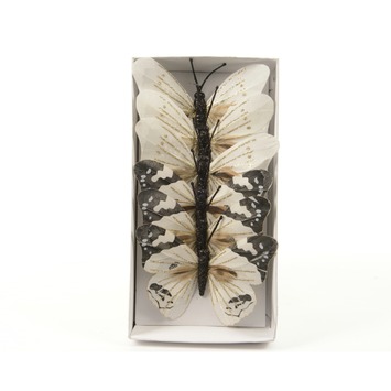 Clip vlinder wit/zwart 6 stuks