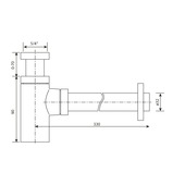 Sanivesk Luxe Design Fonteinsifon Chroom 5/4"x32mm LAAG model