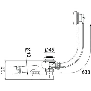 Sanivesk badafvoercombinatie met waste 6/4" x 40 mm