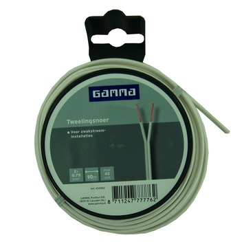 GAMMA Tweelingsnoer Plat Wit 2 X 0,75mm² 20 Meter