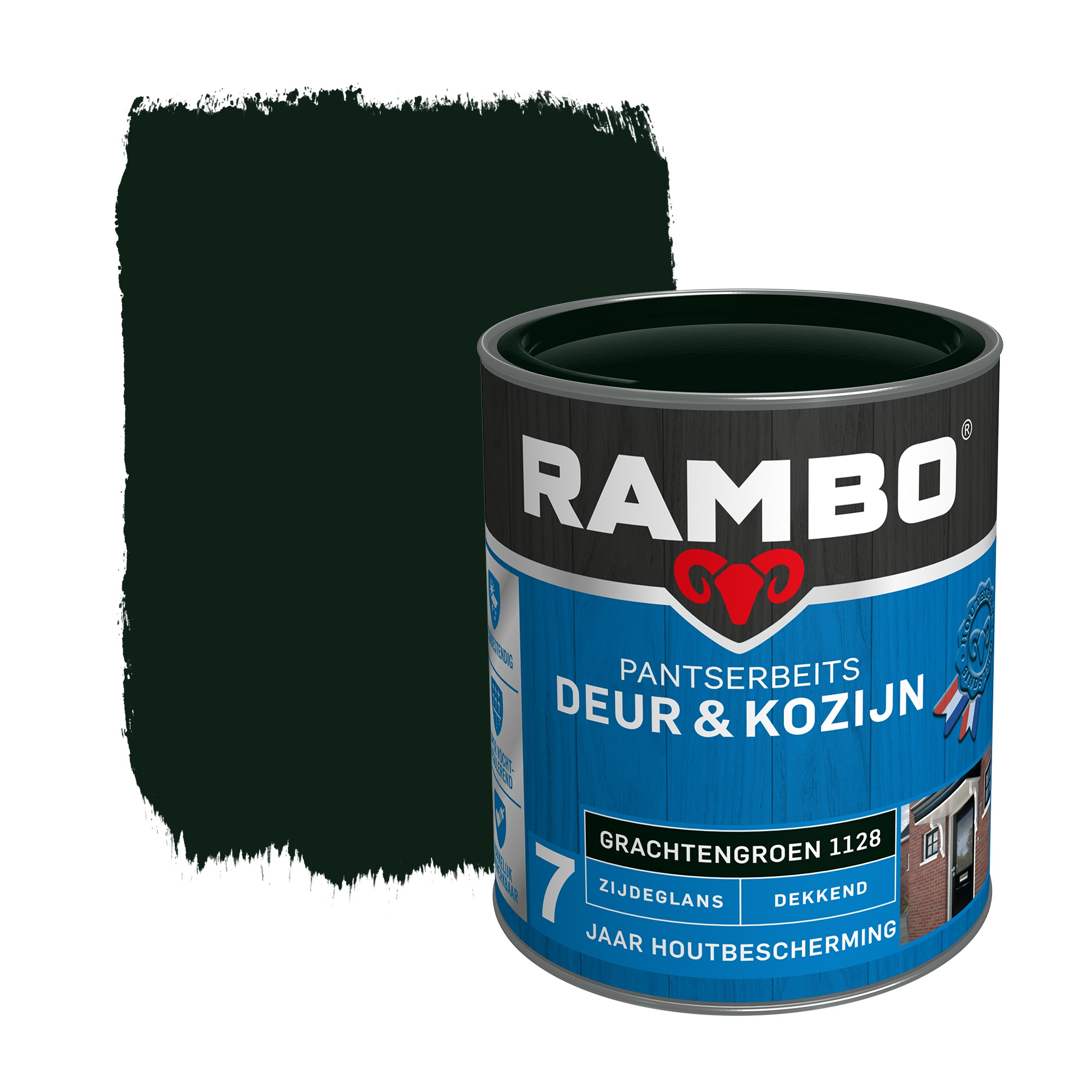 Rambo Pantserbeits Deur Kozijn Dekkend Grachtengroen Zijdeglans 750 Ml rambo kopen in de aanbieding