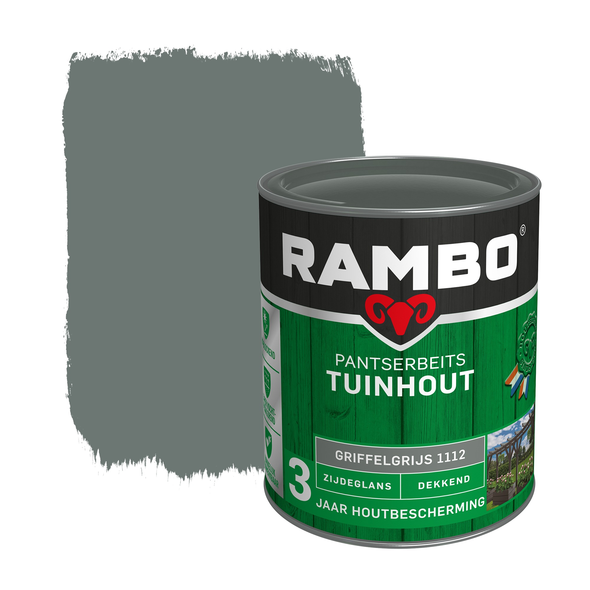Rambo Pantserbeits Tuinhout Dekkend Griffelgrijs Zijdeglans 750 Ml rambo kopen in de aanbieding