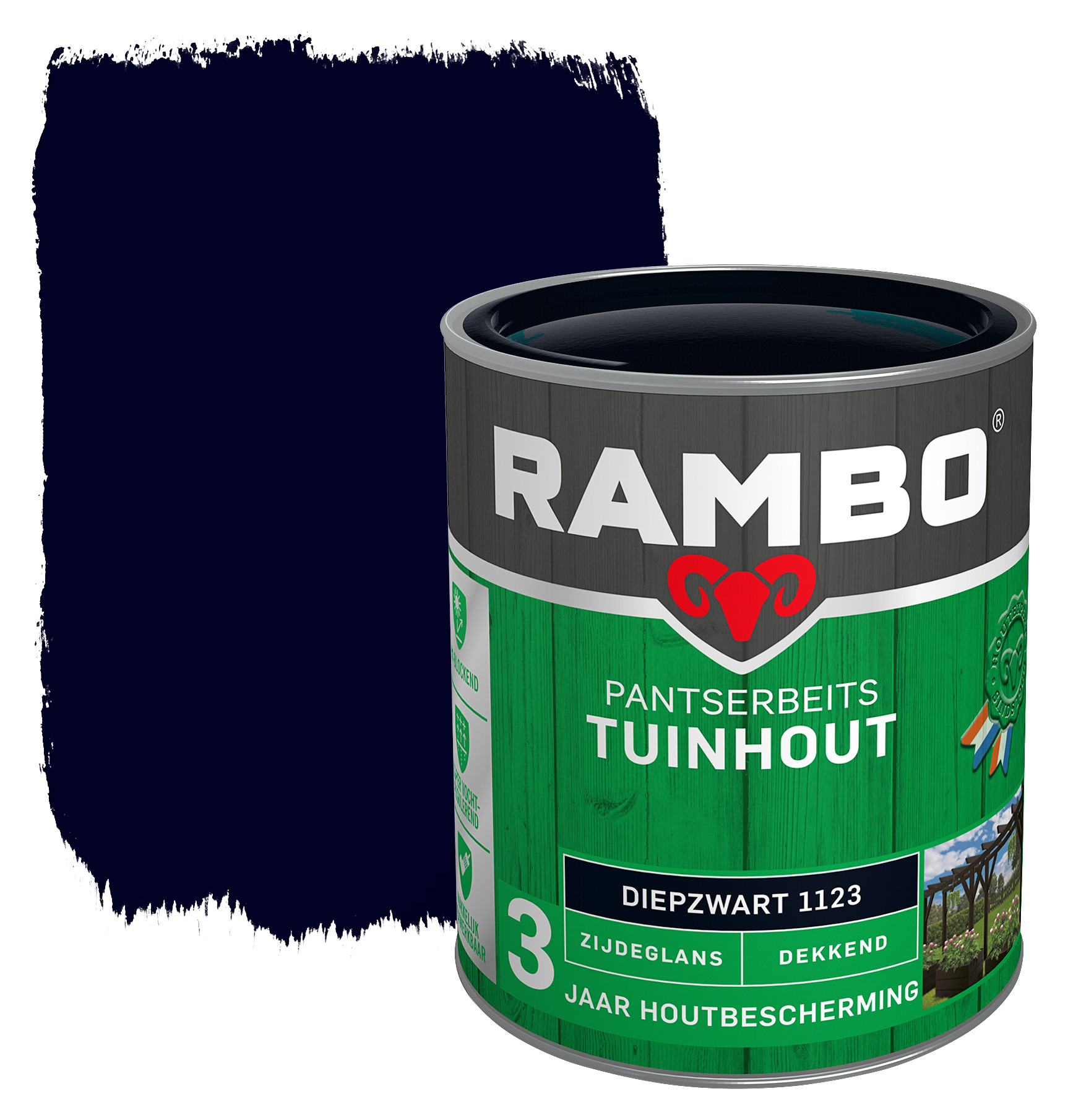 Rambo Pantserbeits Tuinhout Dekkend Diepzwart Zijdeglans 750 Ml rambo kopen in de aanbieding