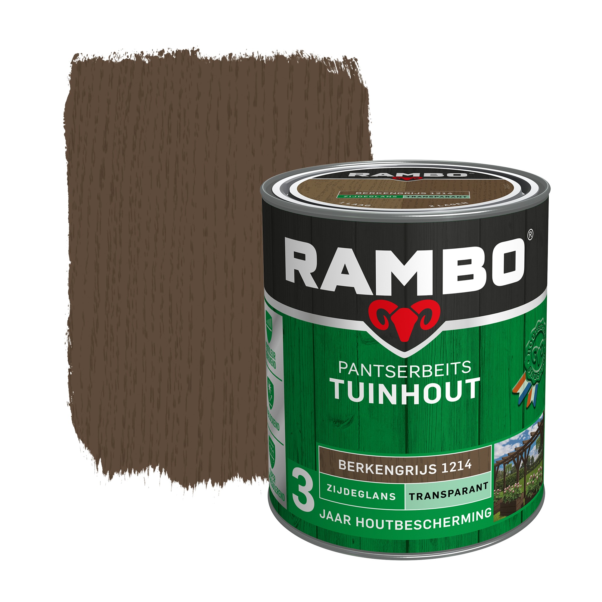 Rambo Pantserbeits Tuinhout Transparant Berkengrijs Zijdeglans 750 Ml rambo kopen in de aanbieding