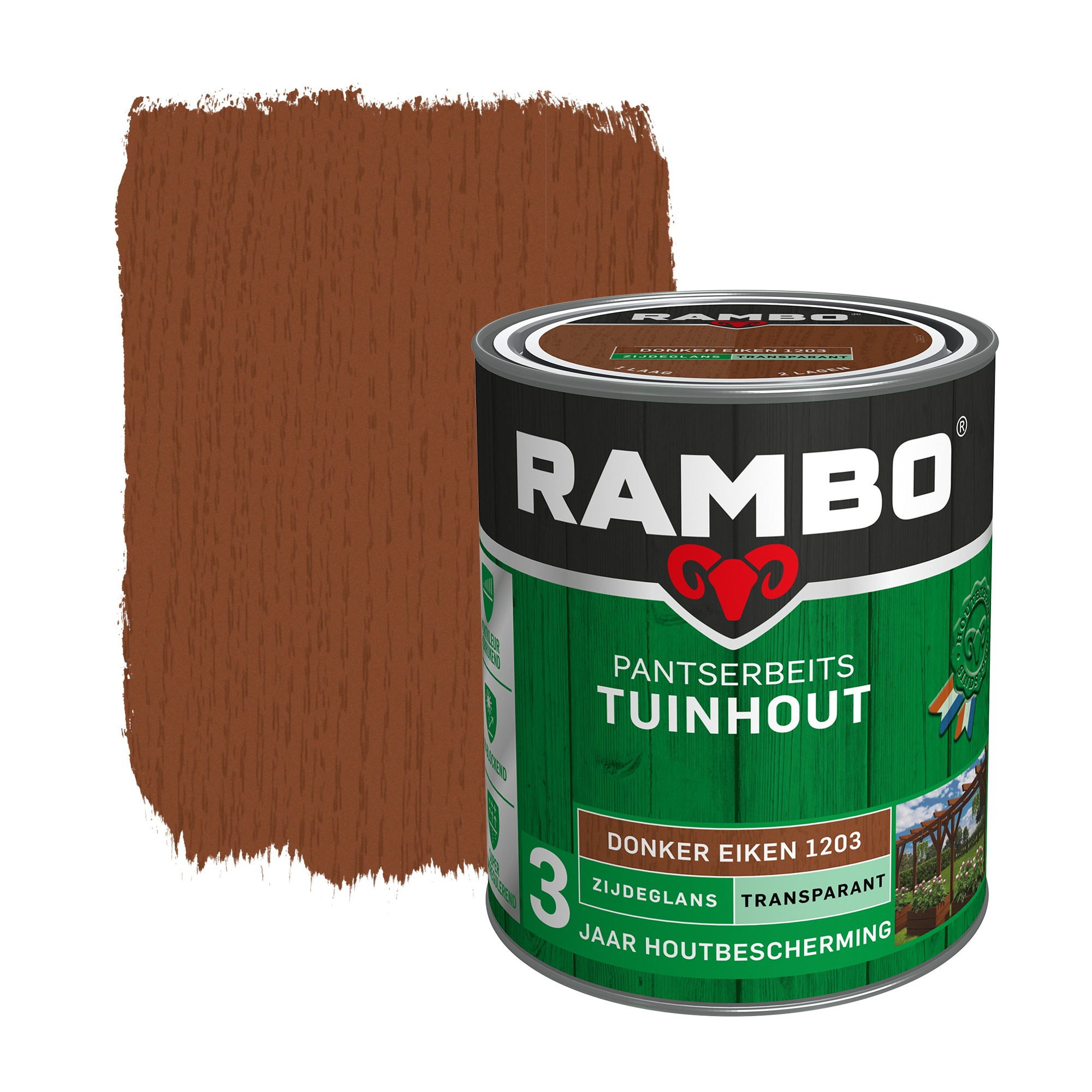 Rambo Pantserbeits Tuinhout Transparant Donker Eiken Zijdeglans 750 Ml rambo kopen in de aanbieding