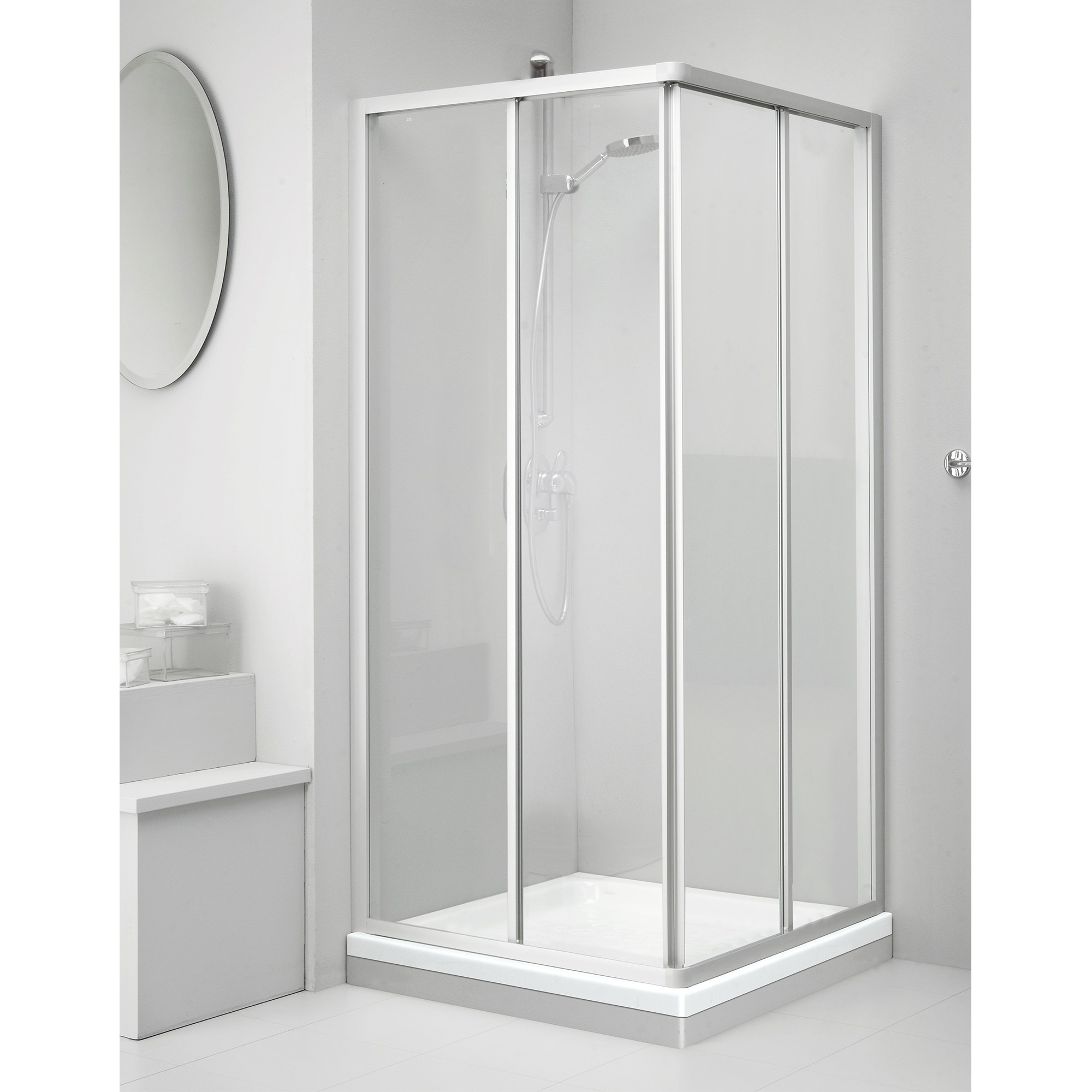 Sealskin Get Wet Douchecabine Met Schuifdeur C110 Hoekinstap 2 Delig Wit 190X90 sealskin kopen in de aanbieding