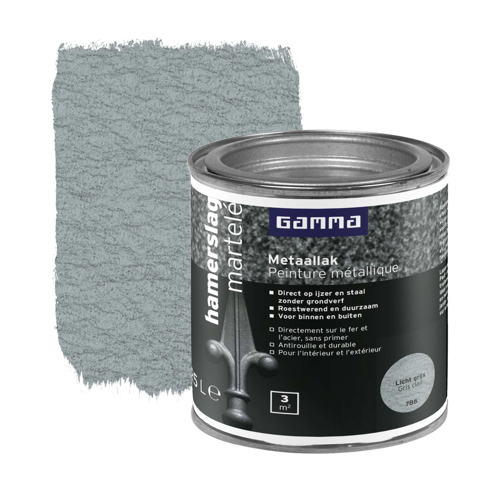 Gamma Metaallak Lichtgrijs Hamerslag 250 Ml gamma kopen in de aanbieding