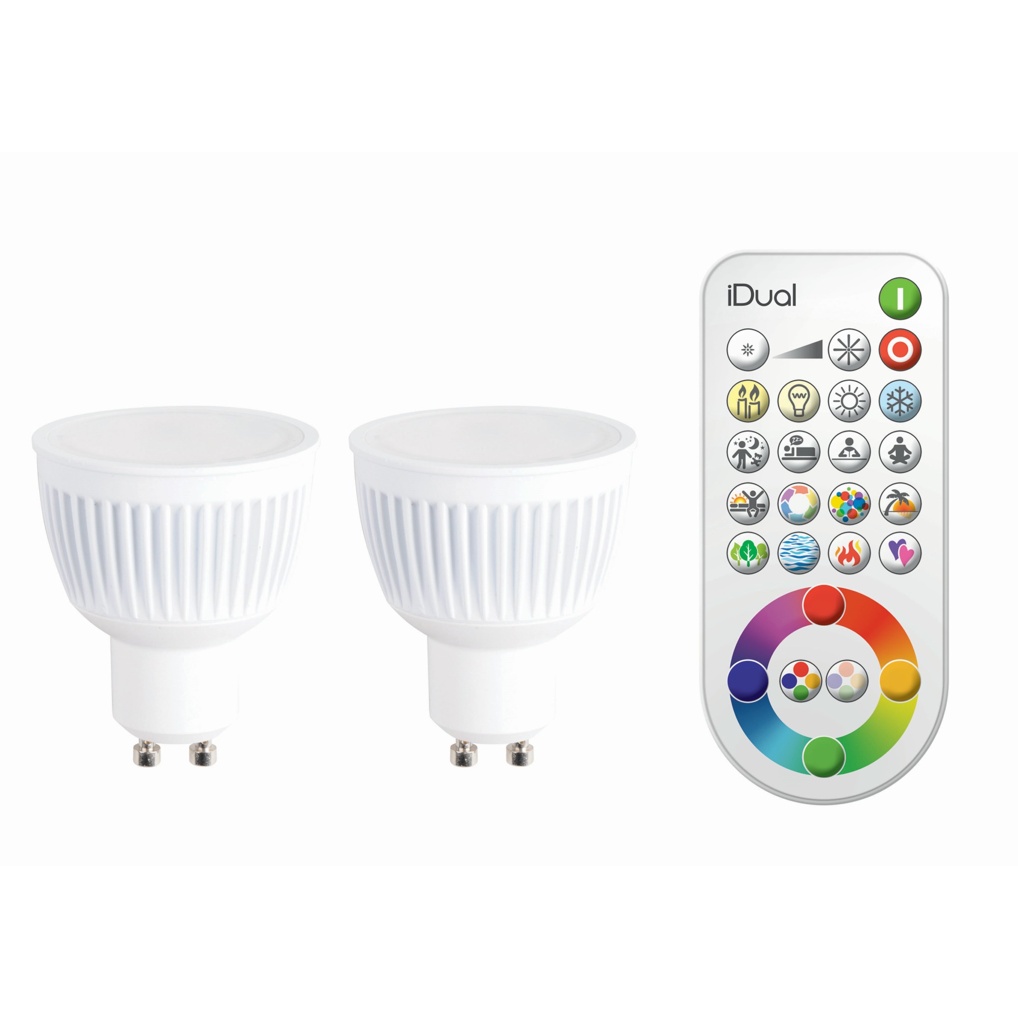 Idual 2 X Gu10 Led Lamp 345 Lumen Incl Afstandbediening Rgb idual kopen in de aanbieding
