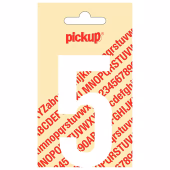 Pickup plakcijfer 5 wit mat 90 mm