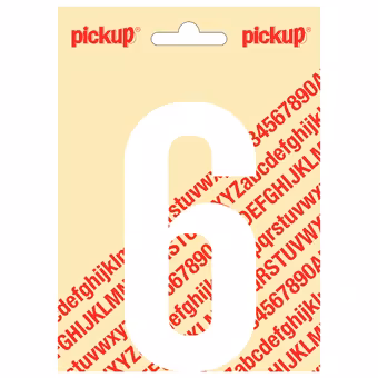 Pickup plakcijfer 6 wit mat 120 mm