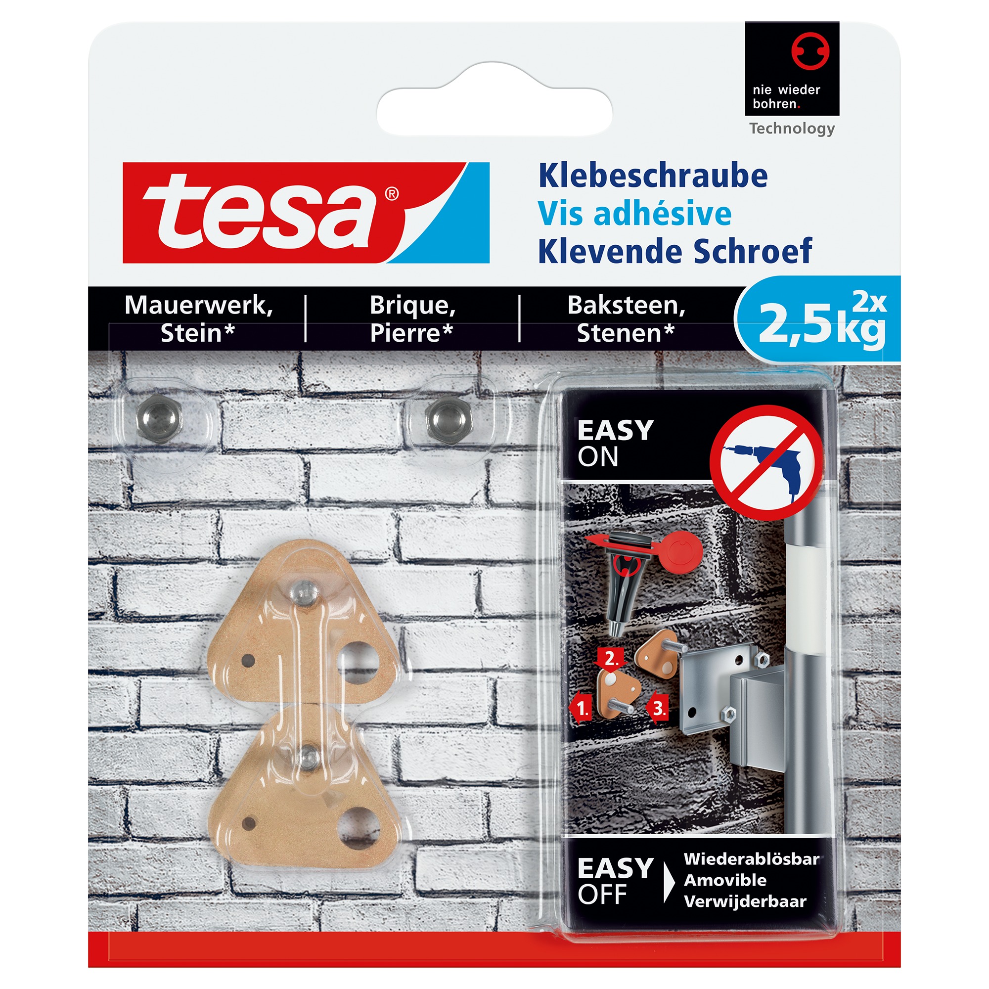 Tesa Klevende Schroef Steen En Baksteen Driehoekig 25 Kg 2 Stuks tesa kopen in de aanbieding