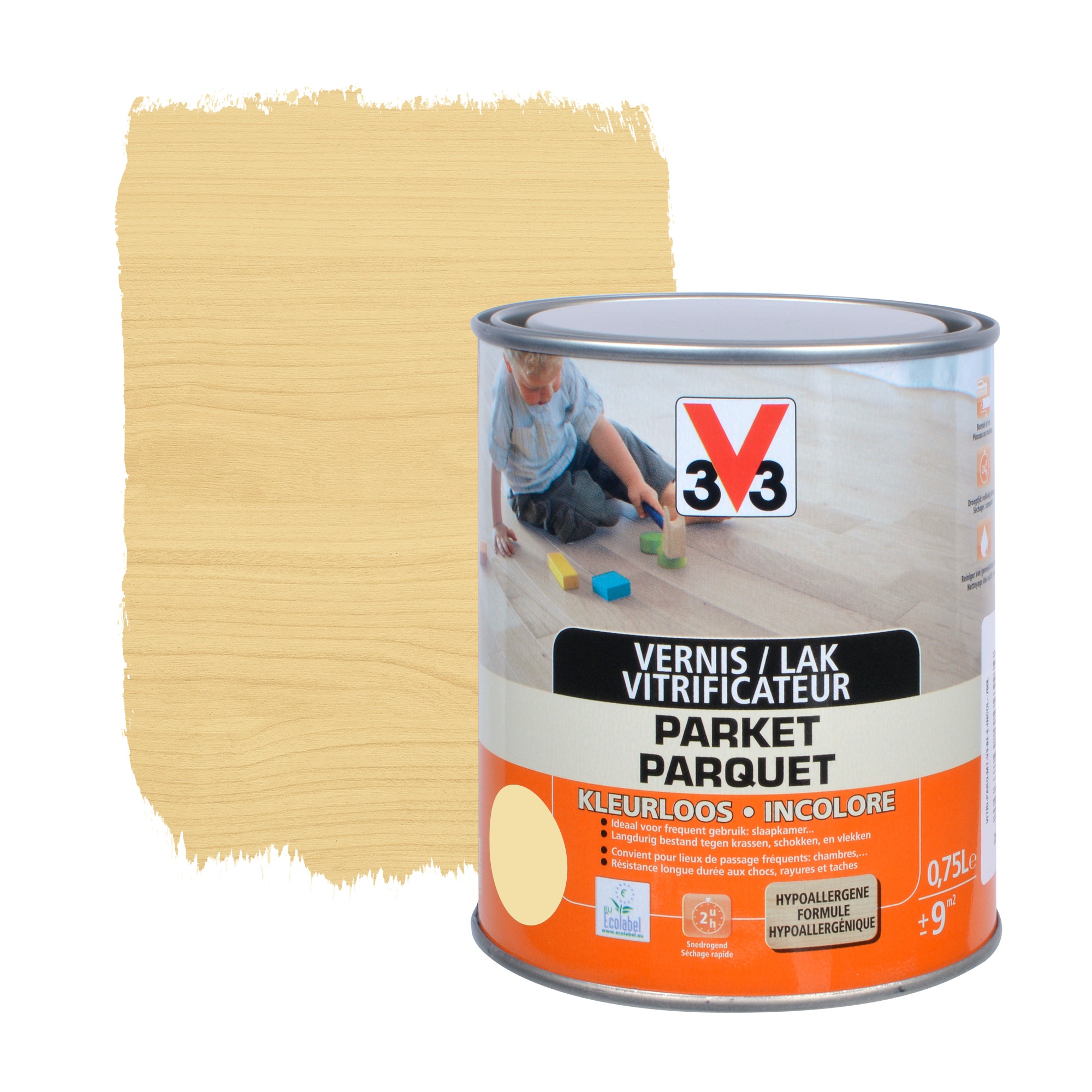 V33 Parketvernis Kleurloos Zijdeglans 750 Ml v33 kopen in de aanbieding