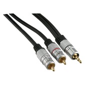 Q-Link tulp/stereo kabel 2RCA/ST 3.5 mm 2 meter zwart