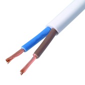 Huishoudsnoer rond 2x0,75mm2 wit 1 meter