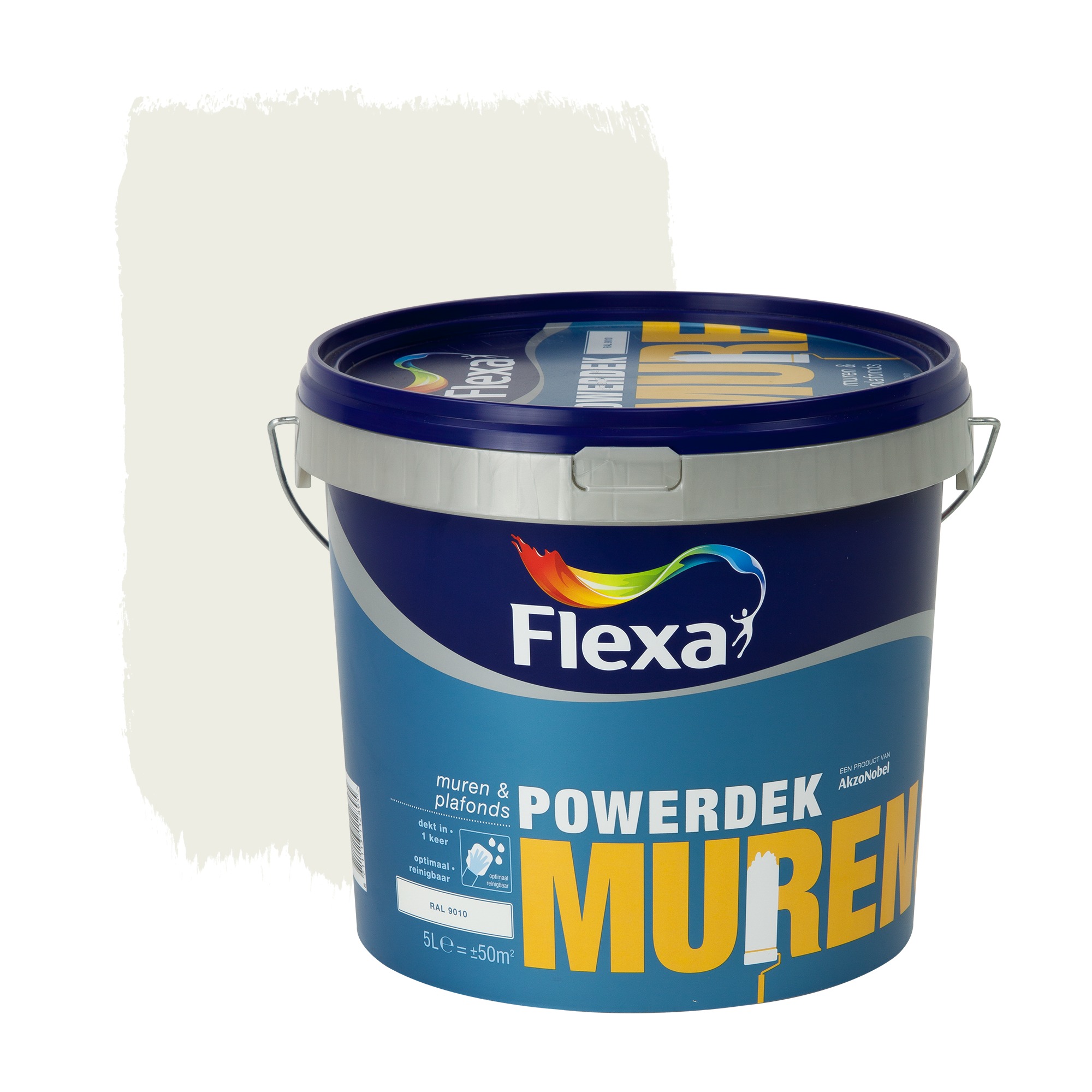 Flexa Powerdek latex RAL 9010 gebroken wit mat 5 liter Muurverf wit