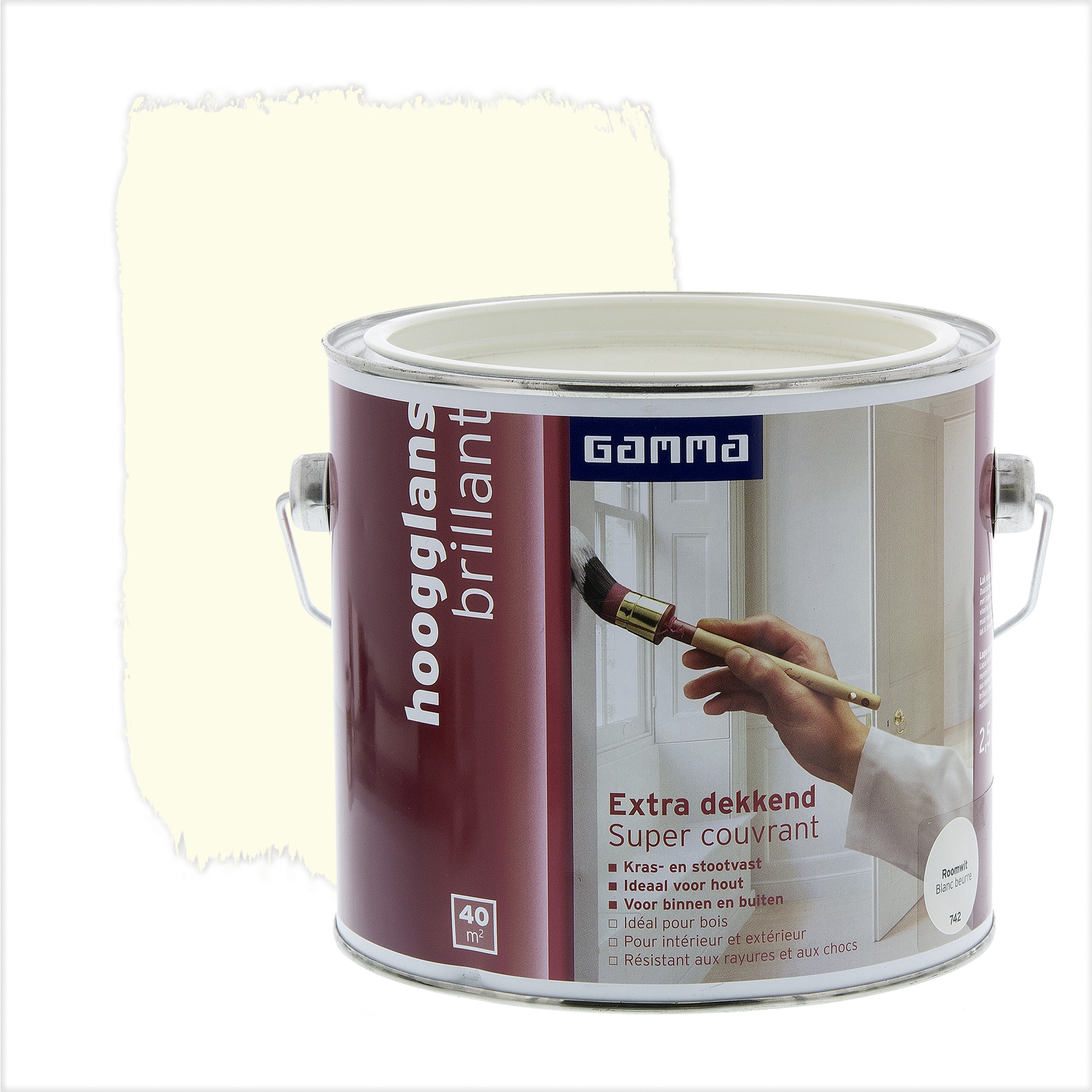 Gamma Extra Dekkend Lak Roomwit Hoogglans 25 Liter gamma kopen in de aanbieding