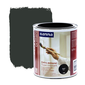 GAMMA Extra Dekkend lak zwart hoogglans 750 ml