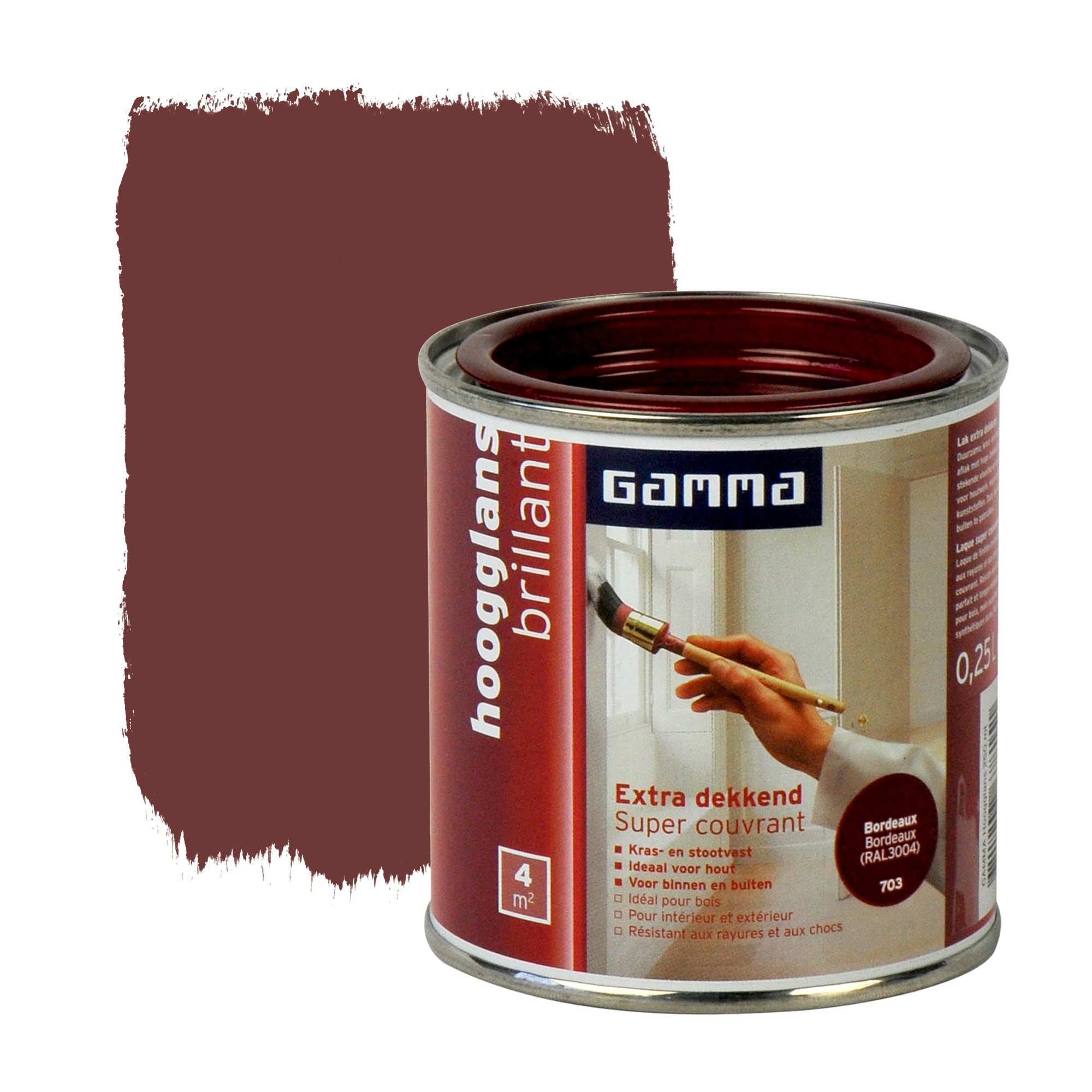 Gamma Extra Dekkend Lak Bordeaux Hoogglans 250 Ml gamma kopen in de aanbieding
