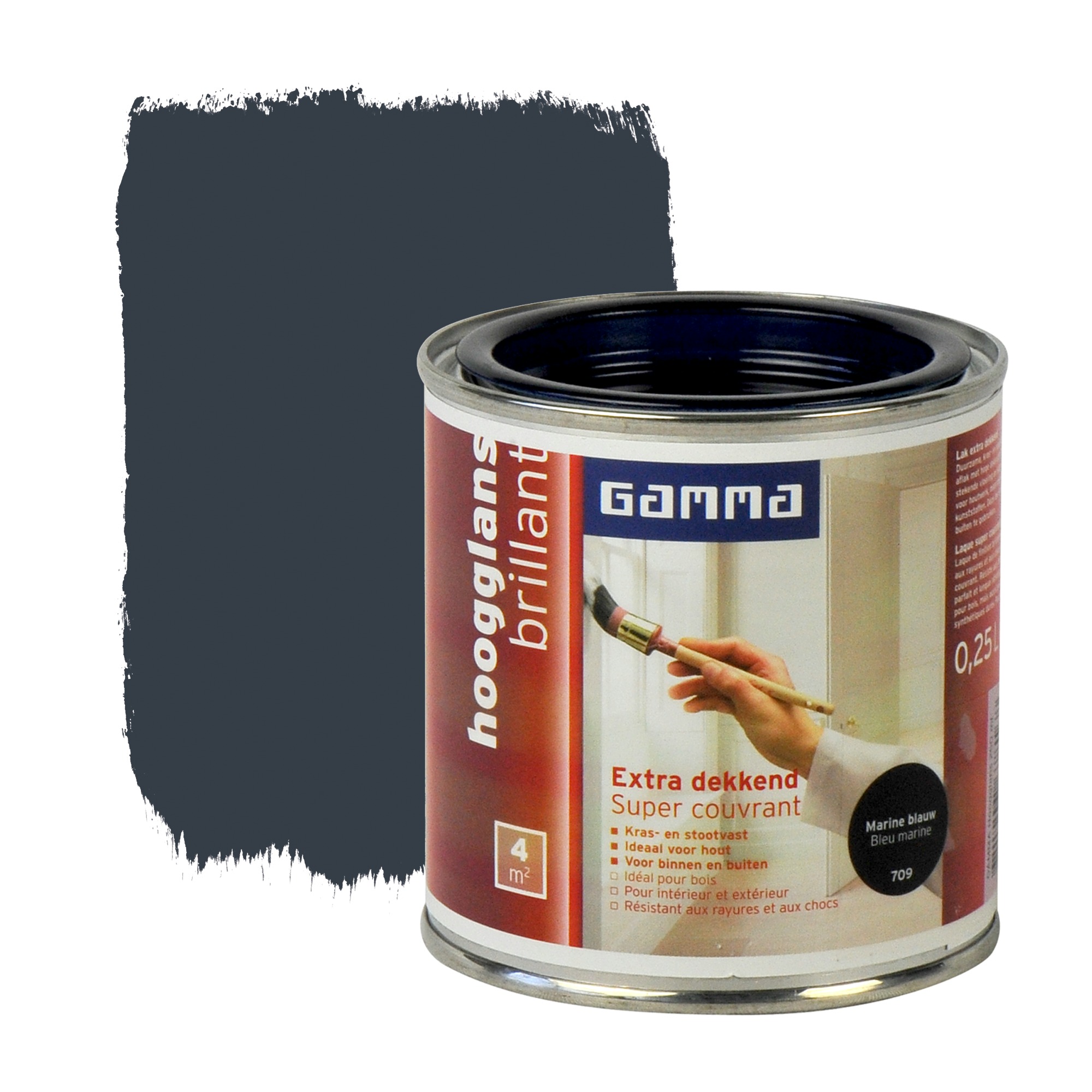 Gamma Extra Dekkend Lak Marine Blauw Hoogglans 250 Ml gamma kopen in de aanbieding