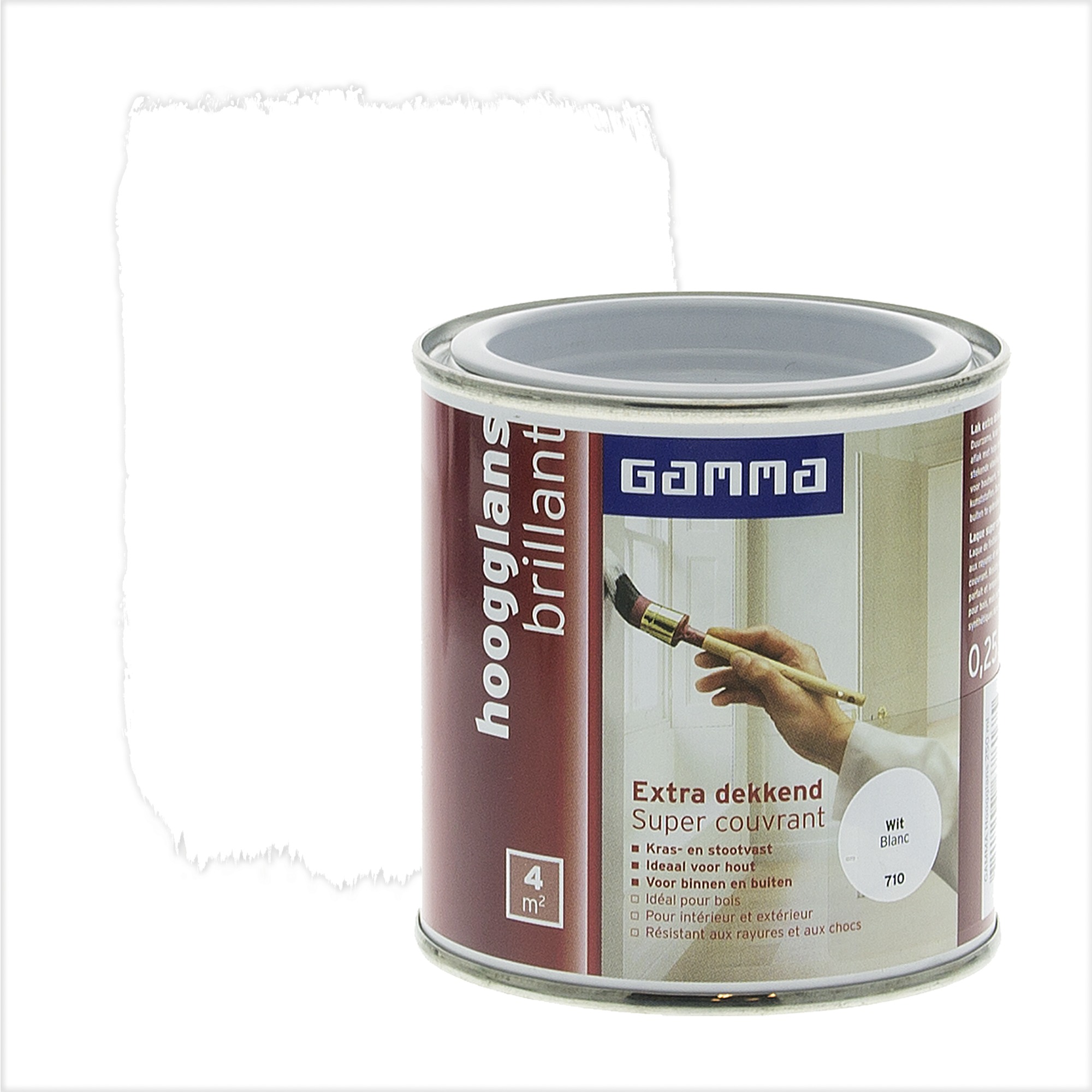 Gamma Extra Dekkend Lak Wit Hoogglans 250 Ml gamma kopen in de aanbieding