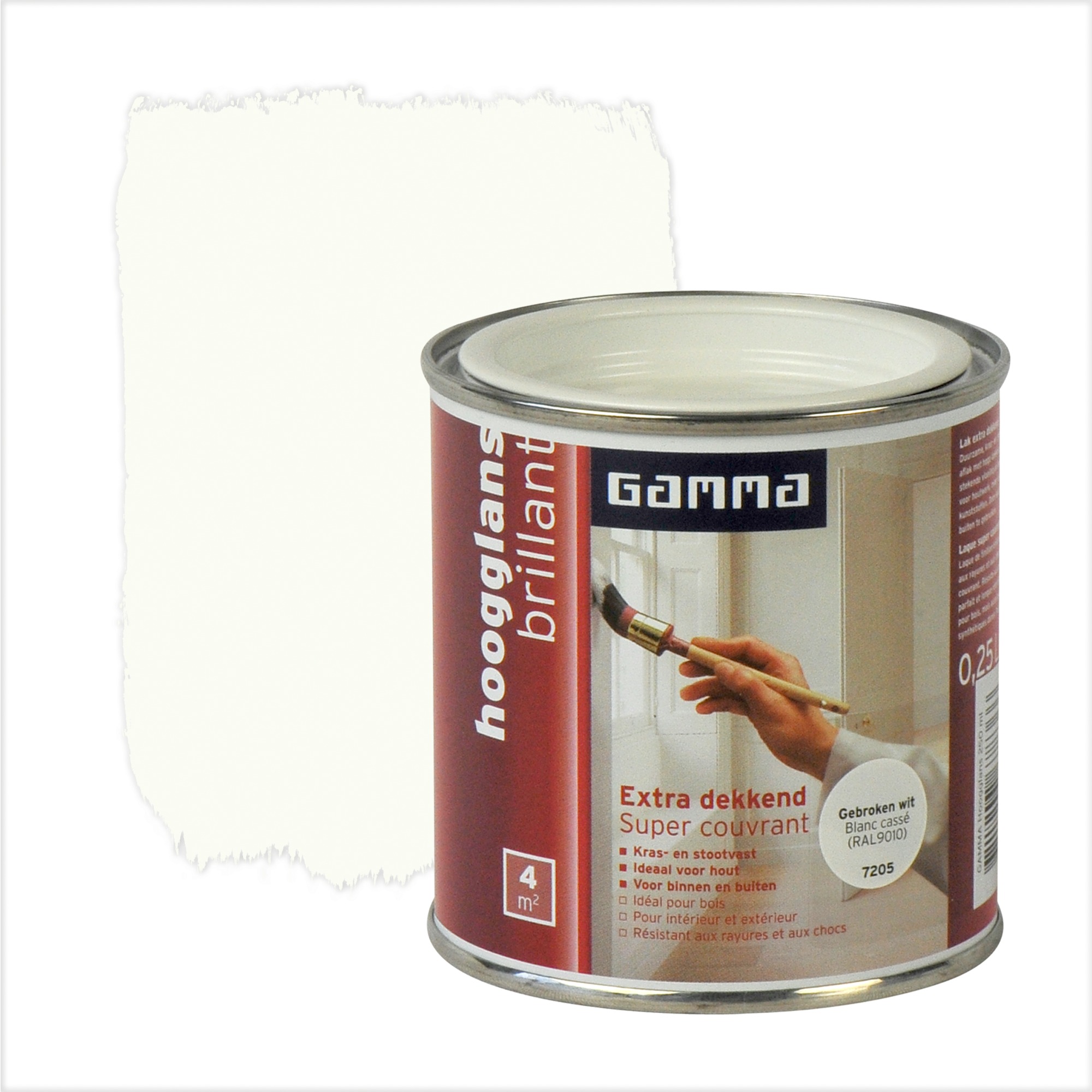 Gamma Extra Dekkend Lak Ral 9010 Hoogglans 250 Ml gamma kopen in de aanbieding
