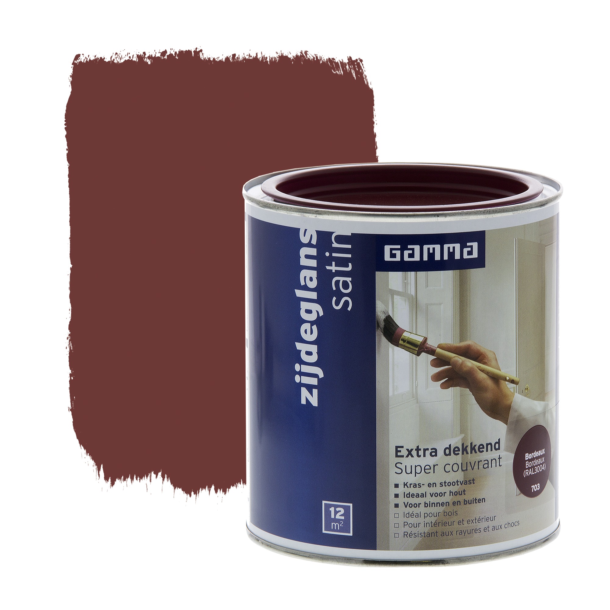 Gamma Extra Dekkend Lak Bordeaux Zijdeglans 750 Ml gamma kopen in de aanbieding