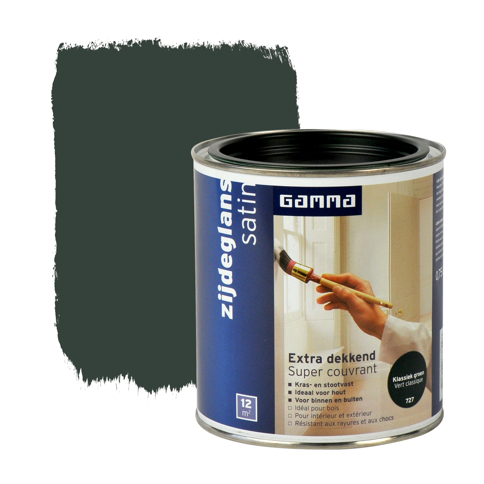 Gamma Extra Dekkend Lak Klassiek Groen Zijdeglans 750 Ml gamma kopen in de aanbieding