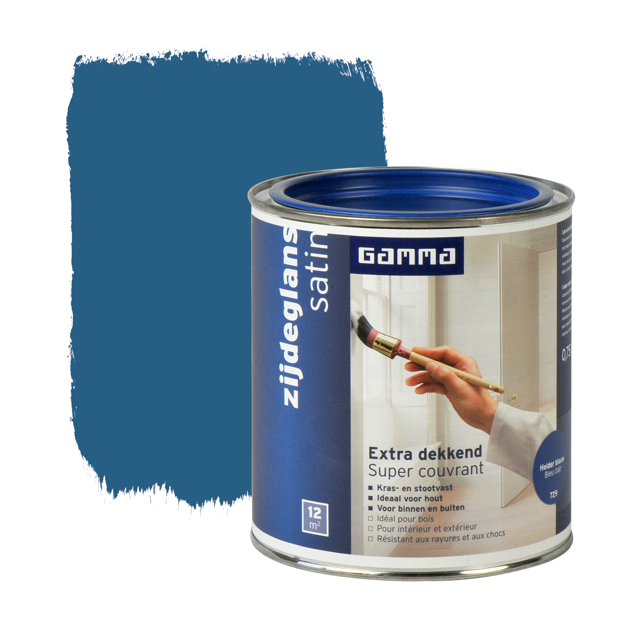 Gamma Extra Dekkend Lak Helder Blauw Zijdeglans 750 Ml gamma kopen in de aanbieding