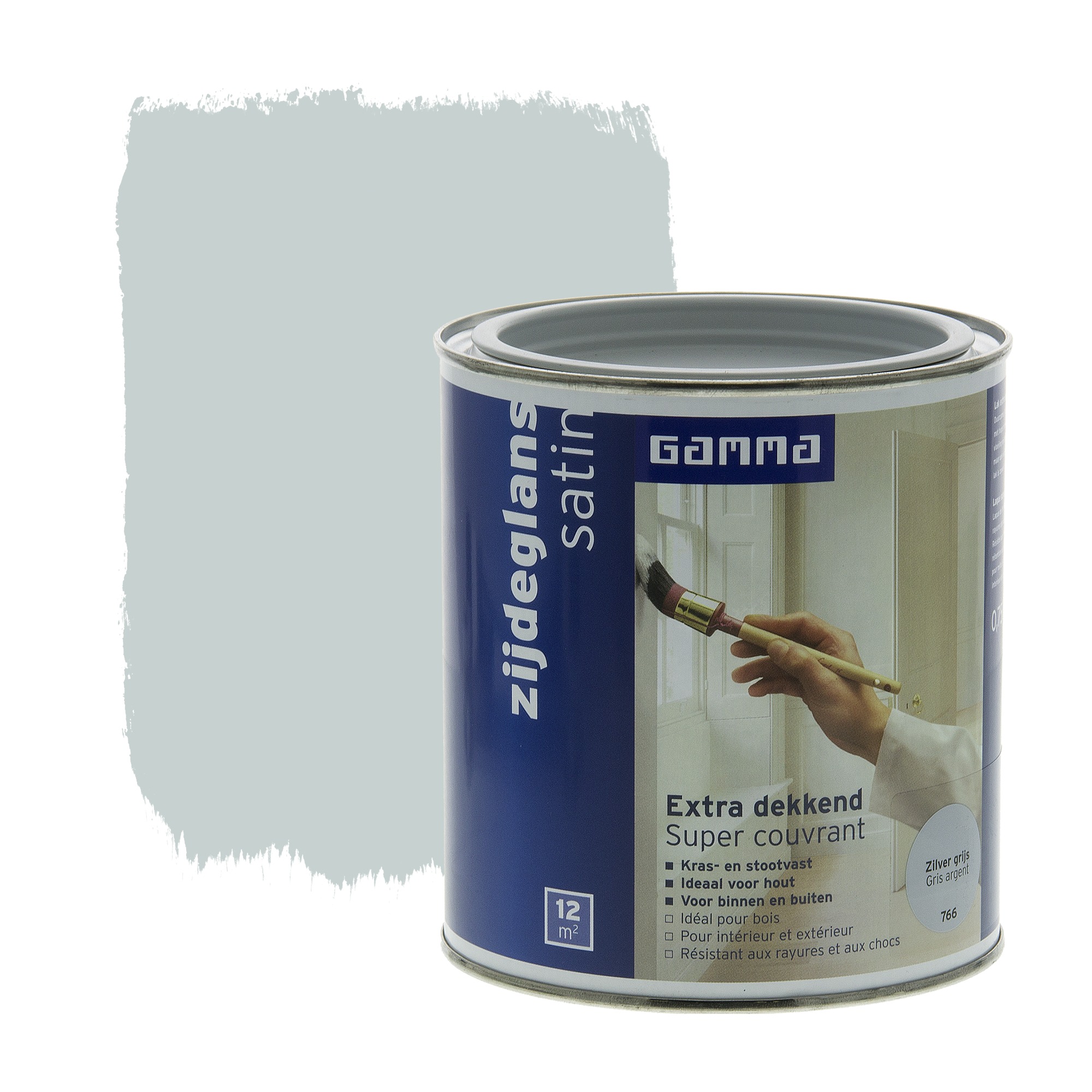 Gamma Extra Dekkend Lak Zilver Grijs Zijdeglans 750 Ml gamma kopen in de aanbieding