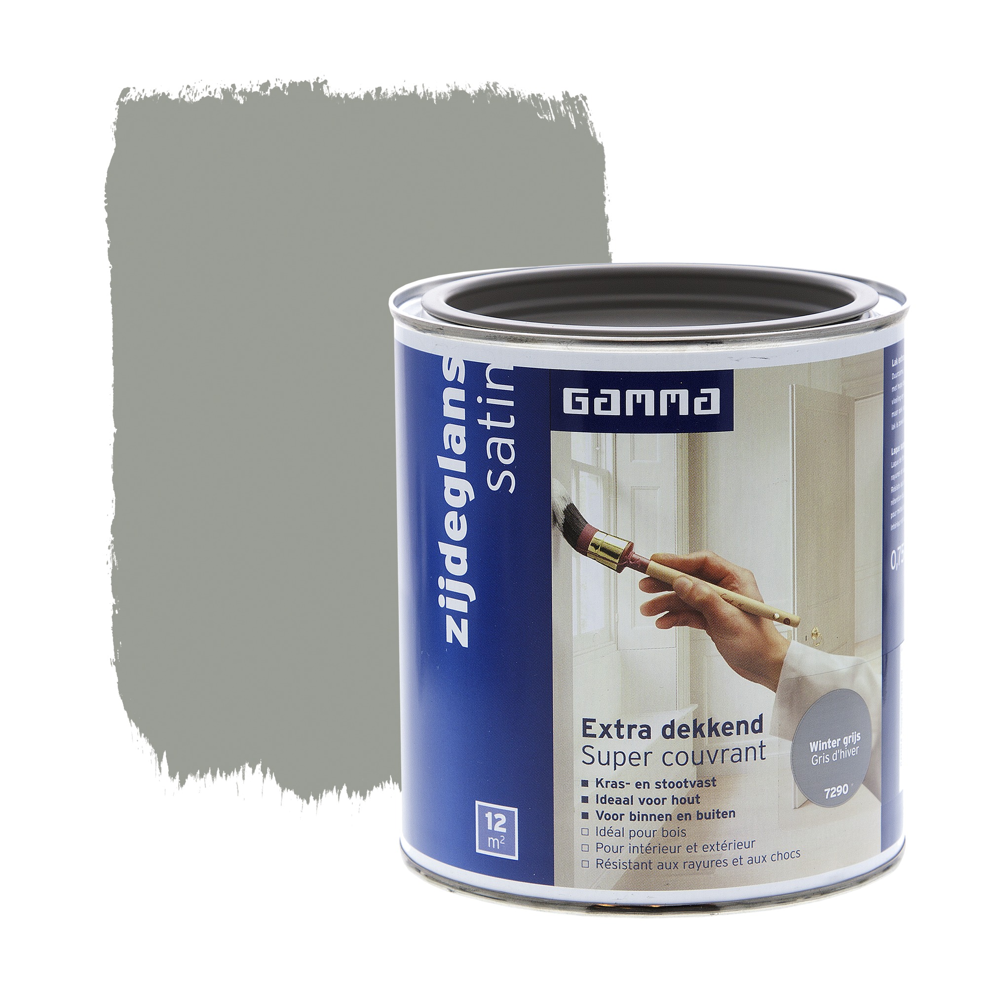 Gamma Extra Dekkend Lak Winter Grijs Zijdeglans 750 Ml gamma kopen in de aanbieding