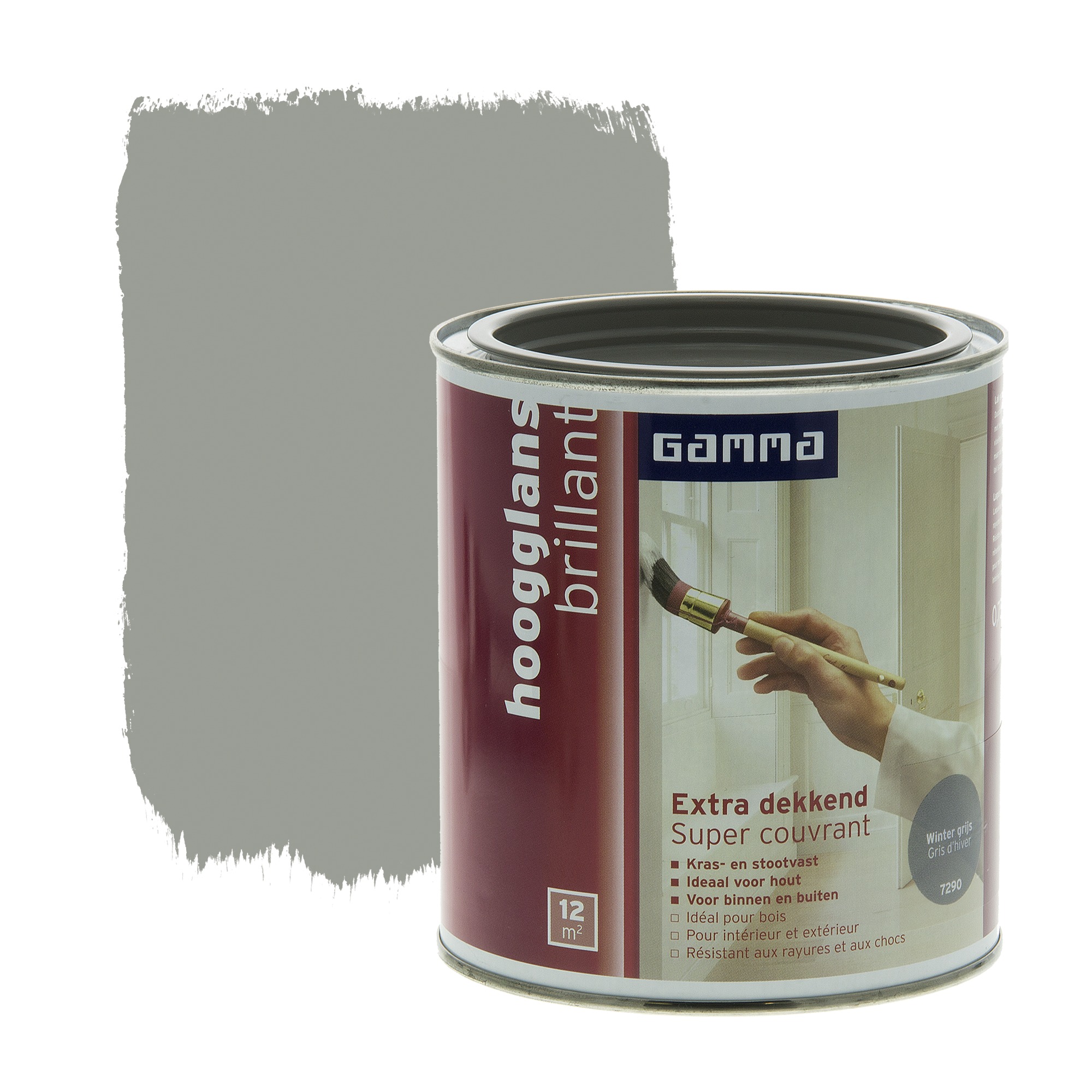 Gamma Extra Dekkend Lak Winter Grijs Hoogglans 750 Ml gamma kopen in de aanbieding