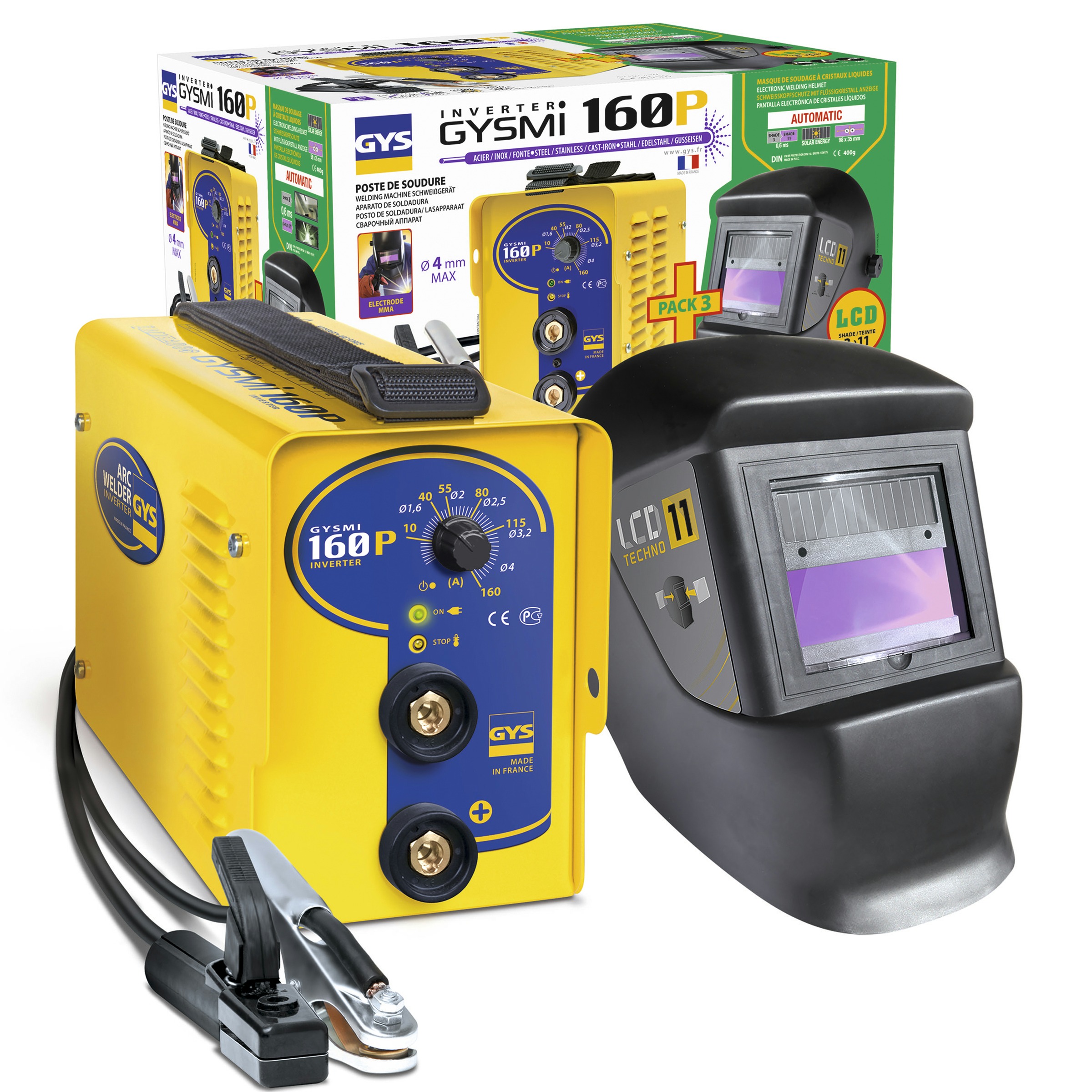 Gys Set Lasinverter Gysmi 160P Lcd Techno 11 Met Lashelm gys kopen in de aanbieding