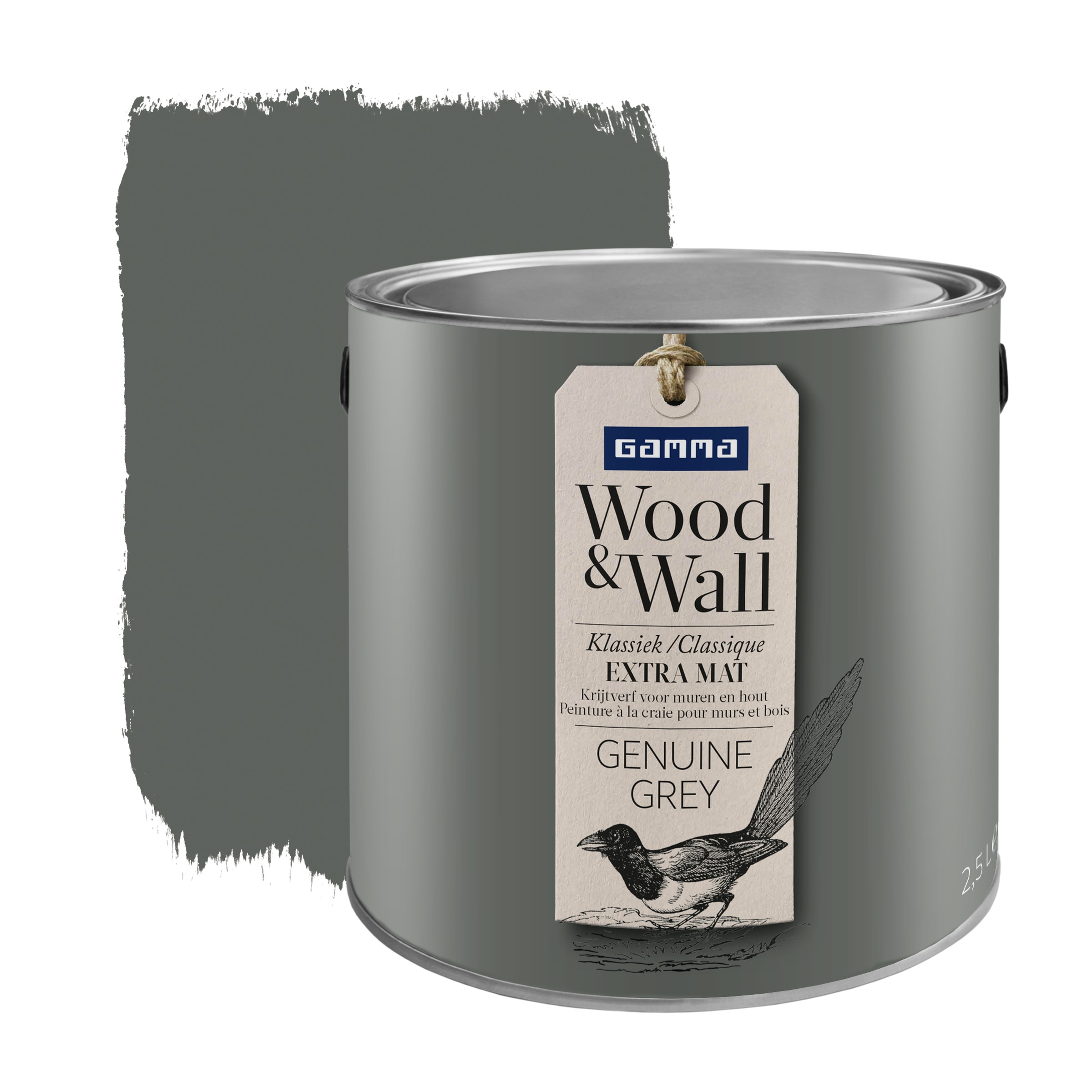 Gamma Woodwall Krijtverf Genuine Grey 25 Liter gamma kopen in de aanbieding