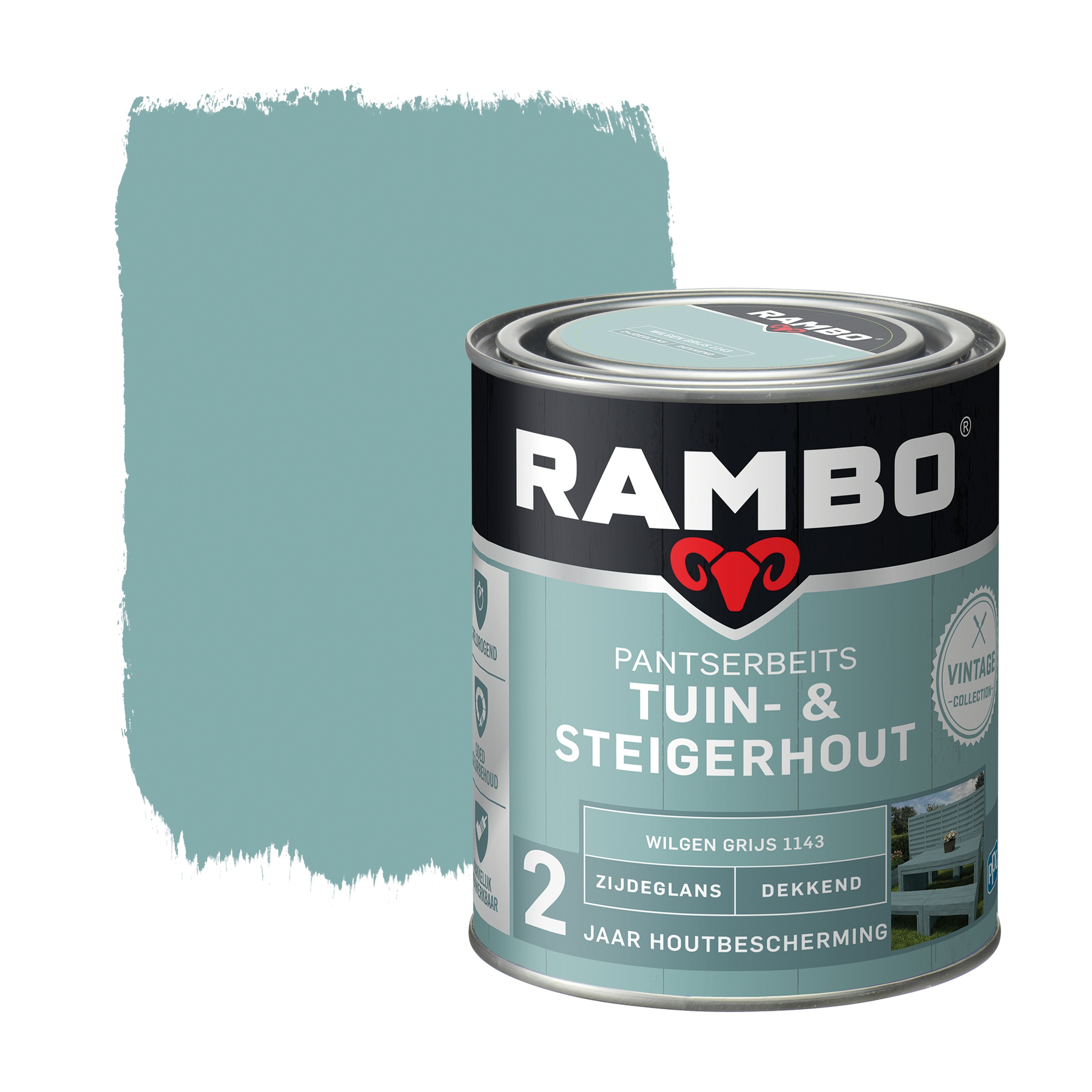 Rambo Vintage Pantserbeits Tuin En Steigerhout Dekkend Wilgen Grijs Zijdeglans 750 Ml rambo kopen in de aanbieding