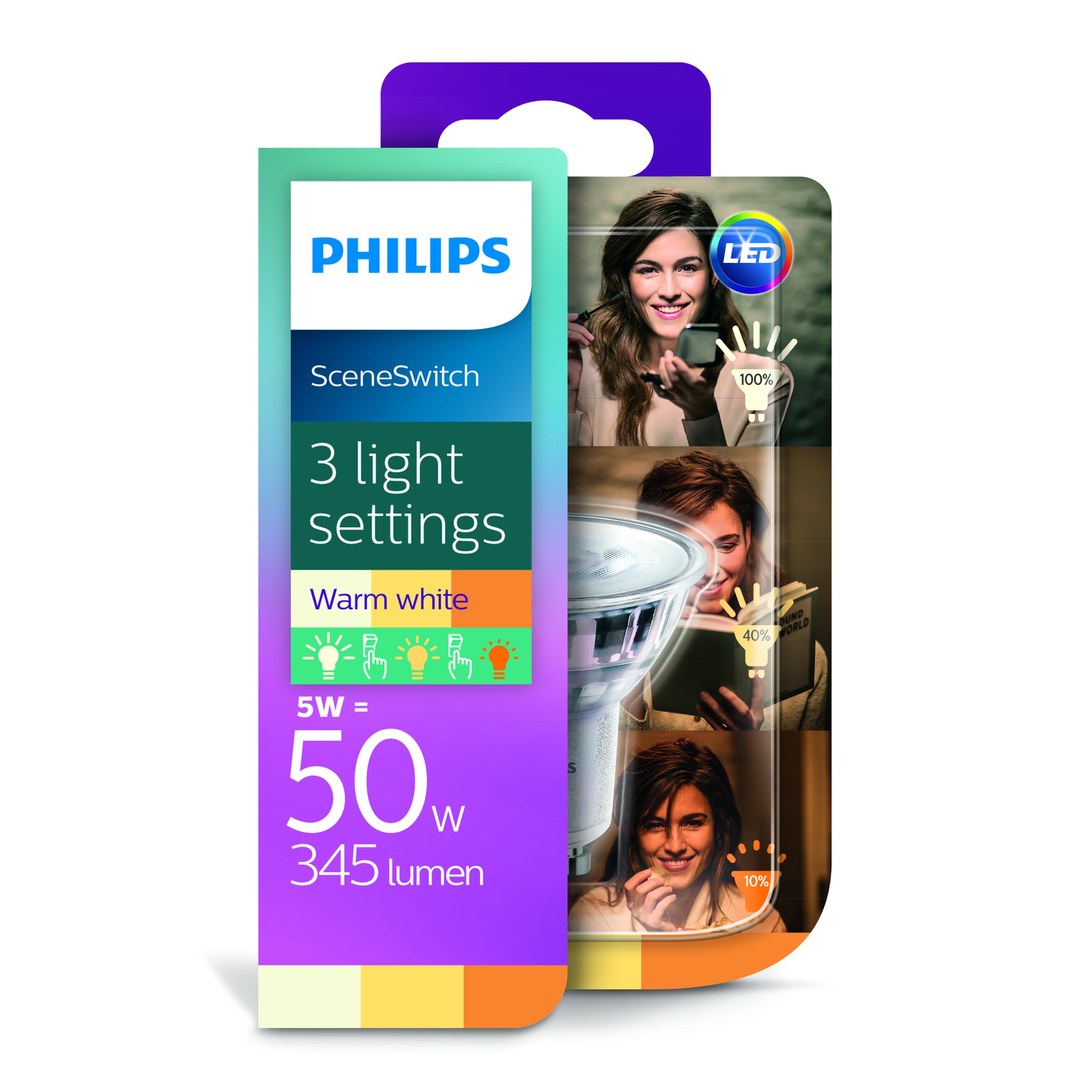 Philips Led Sceneswitch 50W Gu10 Warm Wit philips kopen in de aanbieding