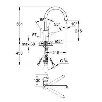 Grohe Keukenkraan Feel met Hendel en Uittrekbare Mousseur Chroom
