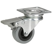 Zwenkwiel + rem rubber met plaatbevestiging 50mm tot 35kg