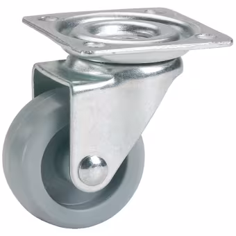 Zwenkwiel plastic met plaatbevestiging 36mm tot 35kg