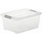 Iris opbergbox Click New Top box 15 liter transparant met grijze clips en deksel