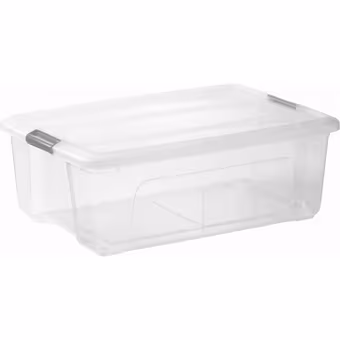 Iris opbergbox Click New Top box 30 liter transparant met grijze clips en deksel