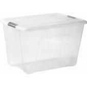 Iris opbergbox Click Topbox 60 liter transparant met grijze clips inclusief deksel