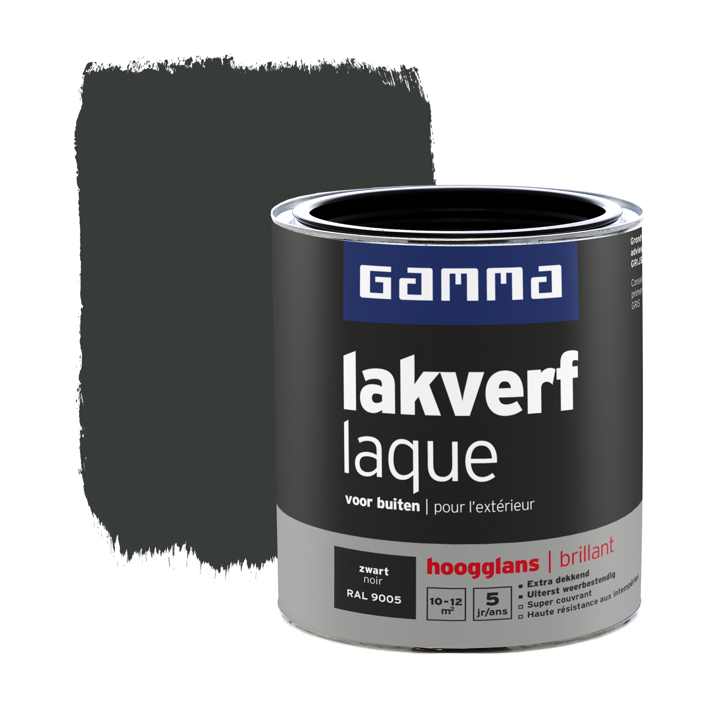 Gamma Lakverf Voor Buiten Zwart Hoogglans 750 Ml gamma kopen in de aanbieding