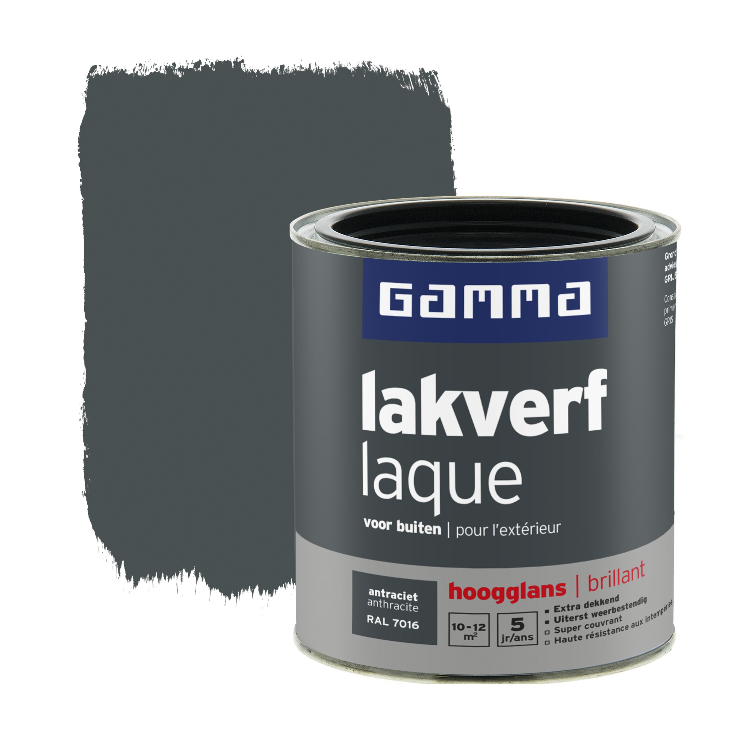 Gamma Lakverf Voor Buiten Antraciet Hoogglans 750 Ml gamma kopen in de aanbieding