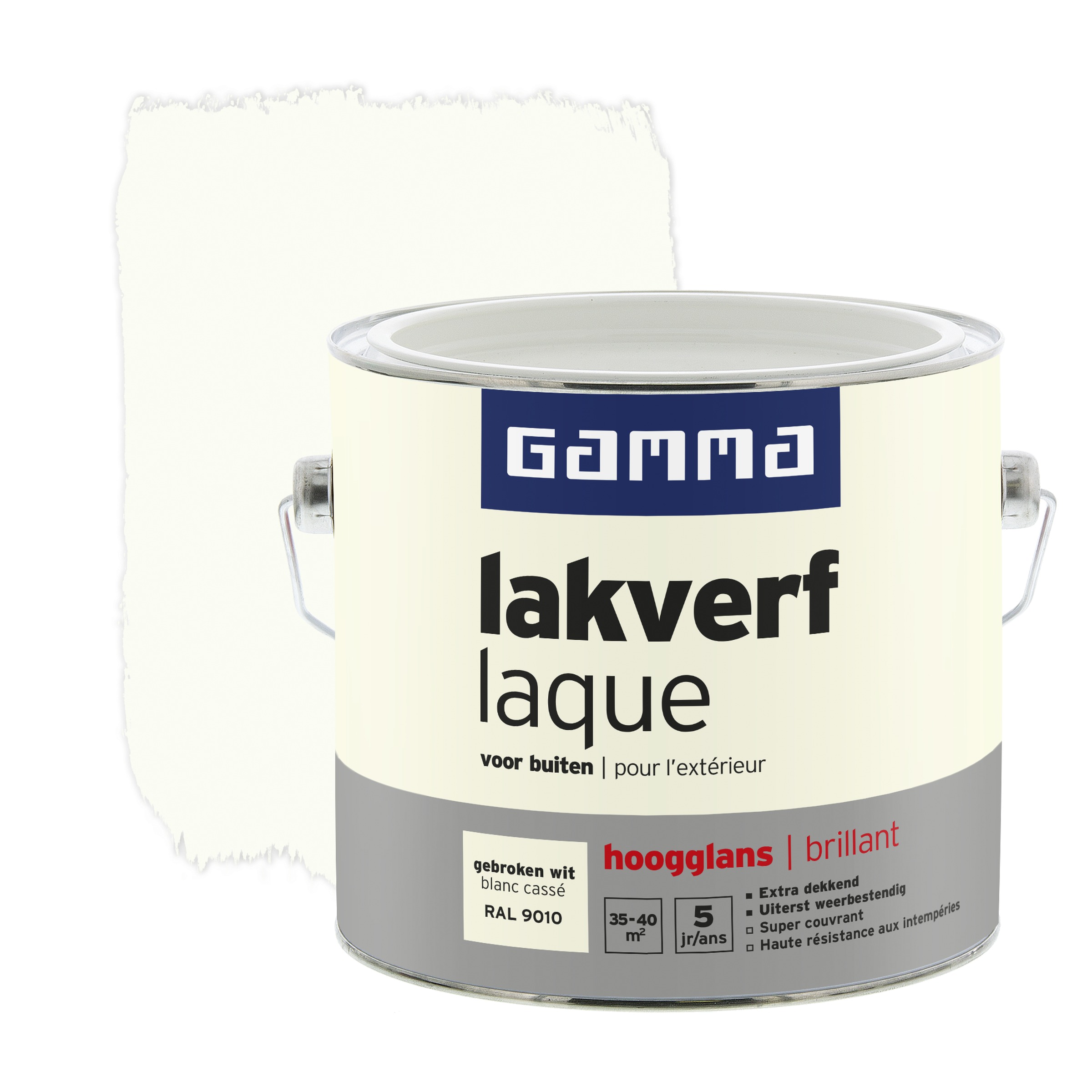 Gamma Lakverf Voor Buiten Gebroken Wit Hoogglans 25 Liter gamma kopen in de aanbieding