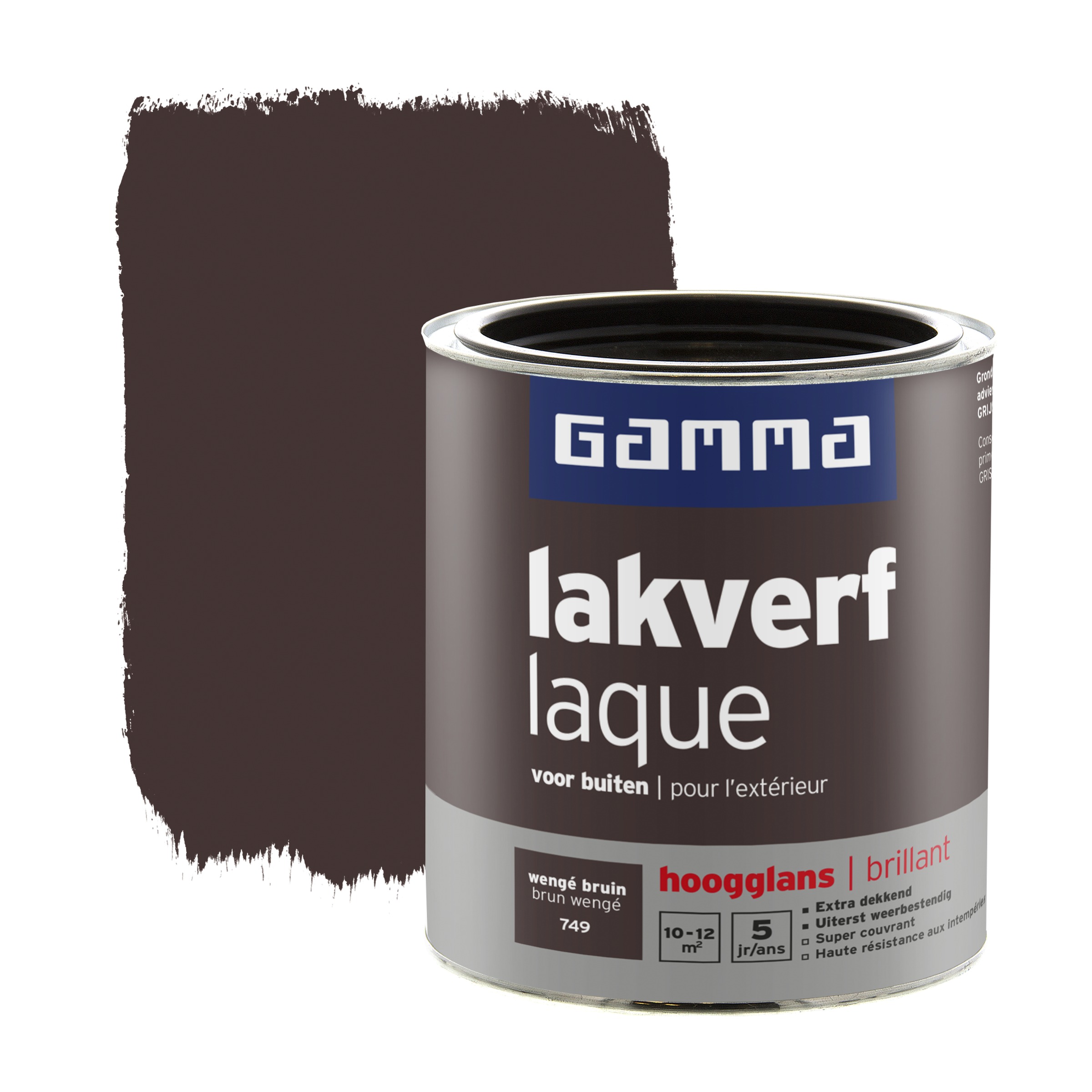 Gamma Lakverf Voor Buiten Wenge Bruin Hoogglans 750 Ml gamma kopen in de aanbieding