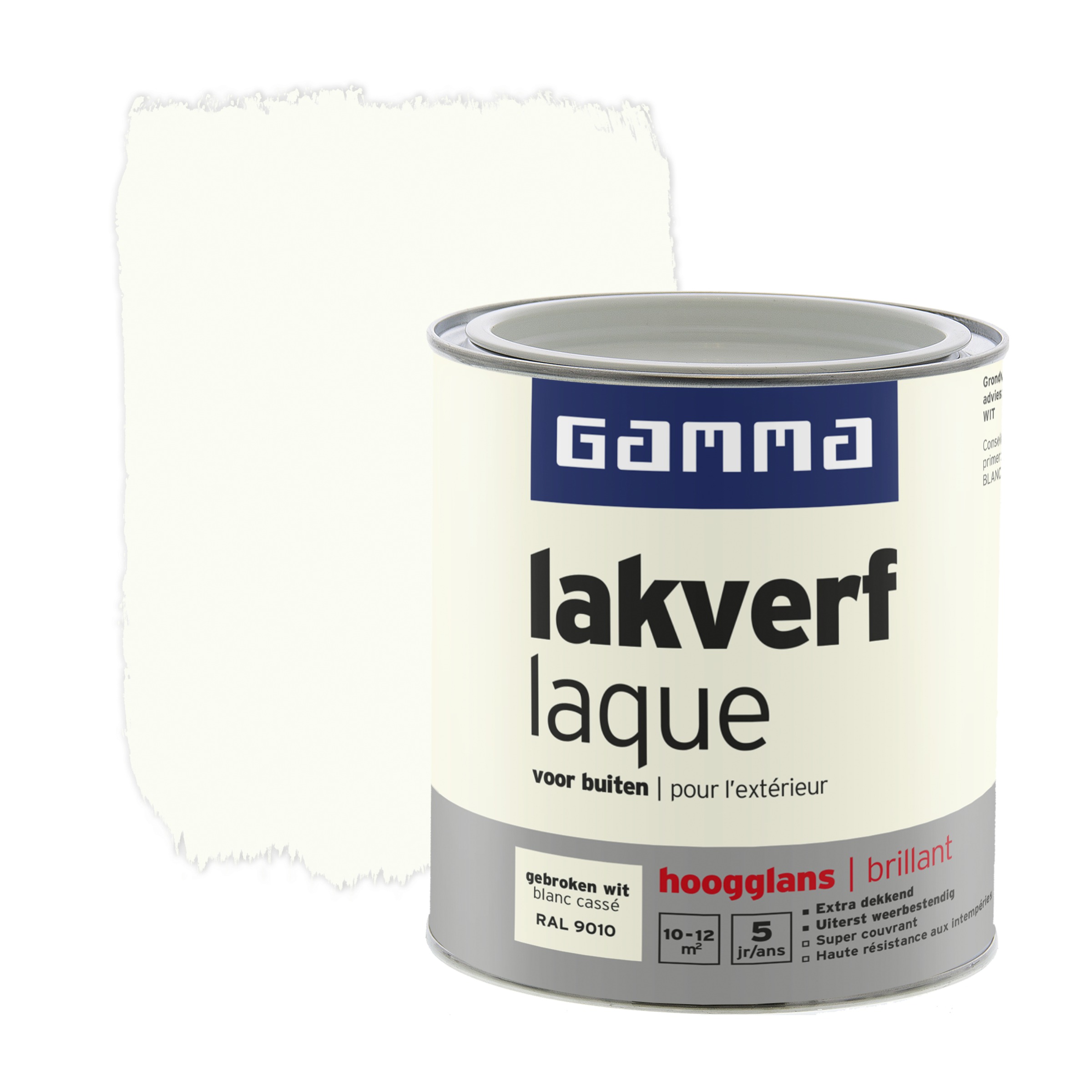 Gamma Lakverf Voor Buiten Gebroken Hoogglans Wit 750 Ml gamma kopen in de aanbieding