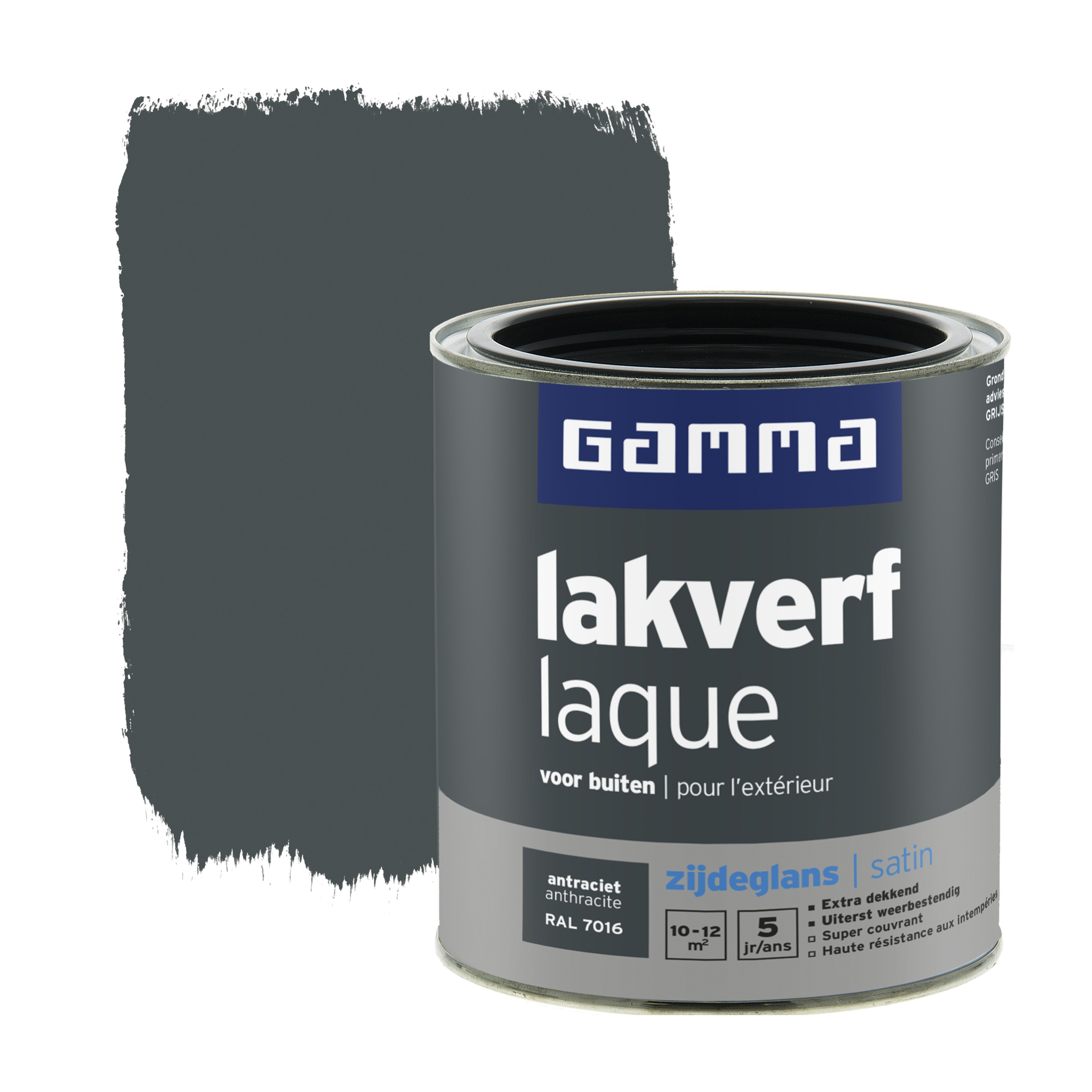 Gamma Lakverf Voor Buiten Antraciet Zijdeglans 750 Ml gamma kopen in de aanbieding
